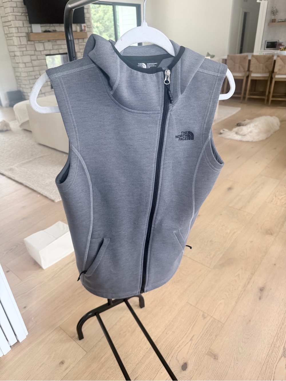 The North Face women’s Grey Sleeveless Hooded Vest